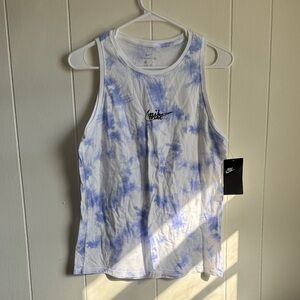 Nike Women's White and Blue Tank Top
